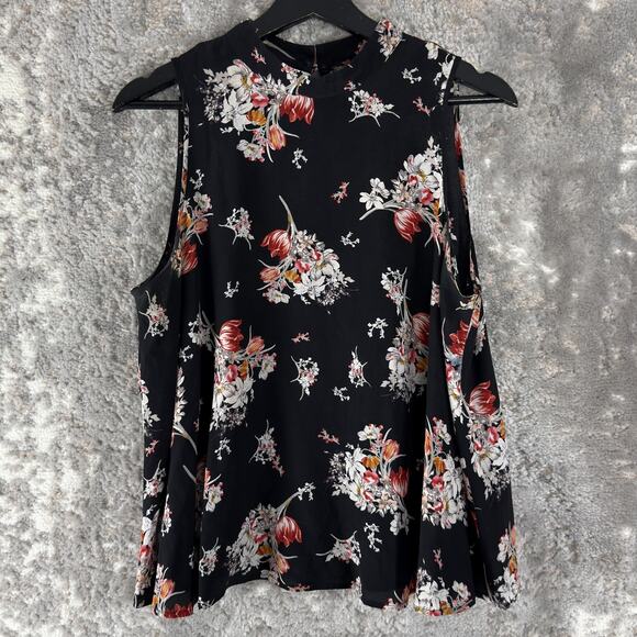 Maeve Tops - Maeve Size M Dark Floral Print Sleeveless Top Black Summer Casual